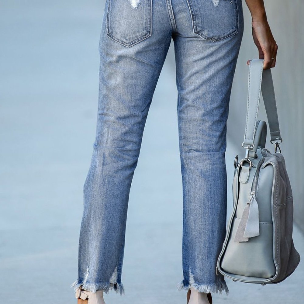 💜 New Print Patch Distressed Jeans - Picture 4 of 6